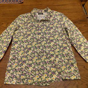 Vintage CARIBOU NEW YORK Floral Tea Garden Shirt WOMENS XL